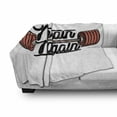 thumbnail image 3 of Fitness Soft Flannel Fleece Throw Blanket, No Pain No Gain Vintage Emblem Design Barbells Weightlifting Bodybuilding, Cozy Plush for Indoor and Outdoor Use, 50" x 70", Coral Black White, by Ambesonne, 3 of 6