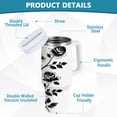 thumbnail image 4 of Ryvnso 40 oz Tumbler with Handle and Straw Insulated Stainless Steel Travel Mug with Lid Art Roses Flower, 4 of 9
