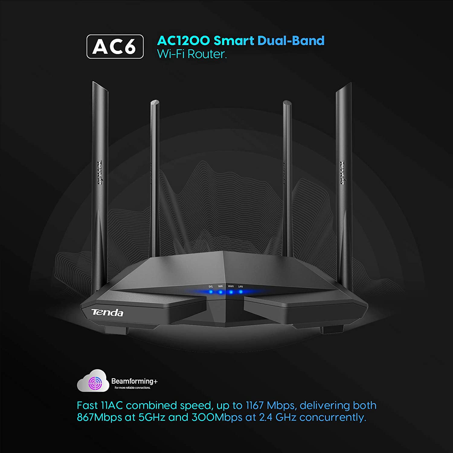 Fancy dress Specialize Special Tenda AC6 AC1200 Smart Dual-Band WiFi Router High Speed Wireless Internet  Router with Smart APP MU-MIMO - Walmart.com