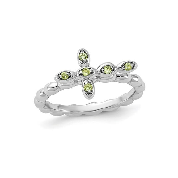 1/10 Carat (Ctw) Peridot Cross Ring in Sterling Silver