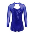 thumbnail image 7 of renvena Girls Kids Long Sleeves Mock Neck Sparkling Sequins Gymnastics Leotard Biketard with Shorts Dance, 7 of 7