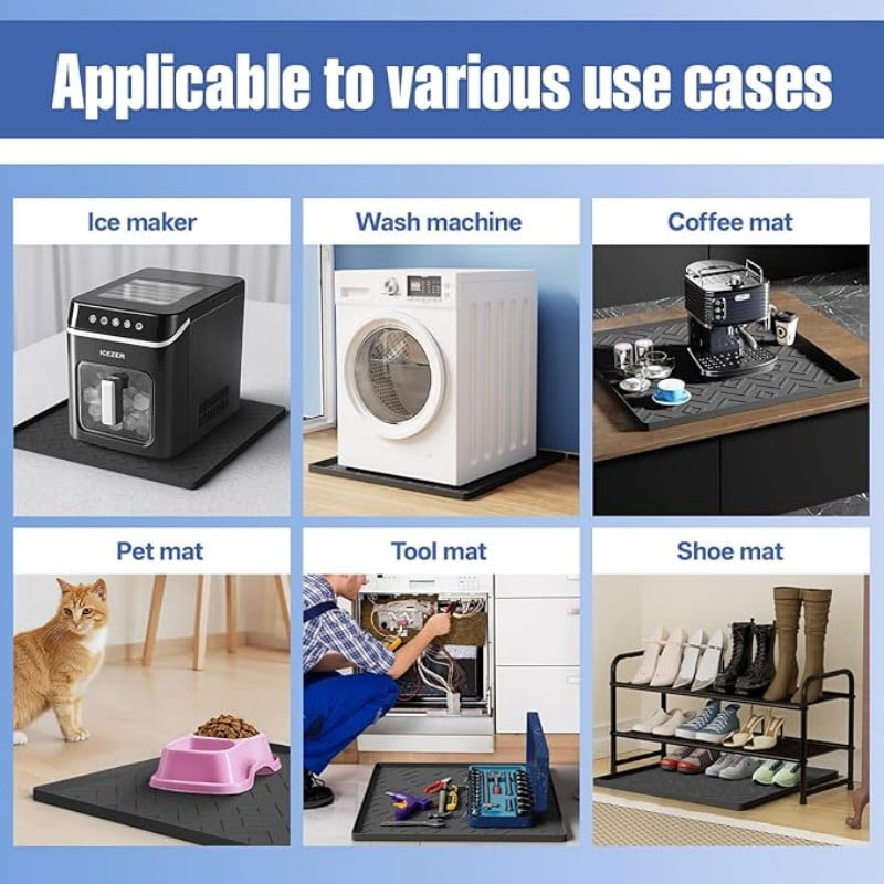 Portable Air Conditioner Silicone Mat with Raised Edges, Waterproof Pad to Prevent Leaks & Floor Damage – Ideal for Ice Makers, Humidifiers, Mini Fridges & Electrical Appliances(Gray)