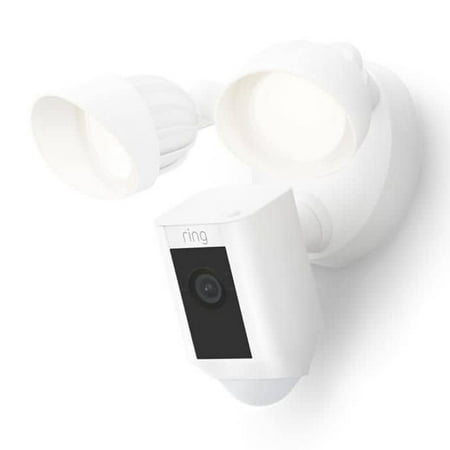 Floodlight Cam Plus Wired - Outdoor Smart Security Camera with Two LED Lights, Two-Way Talk, Color Night Vision, White