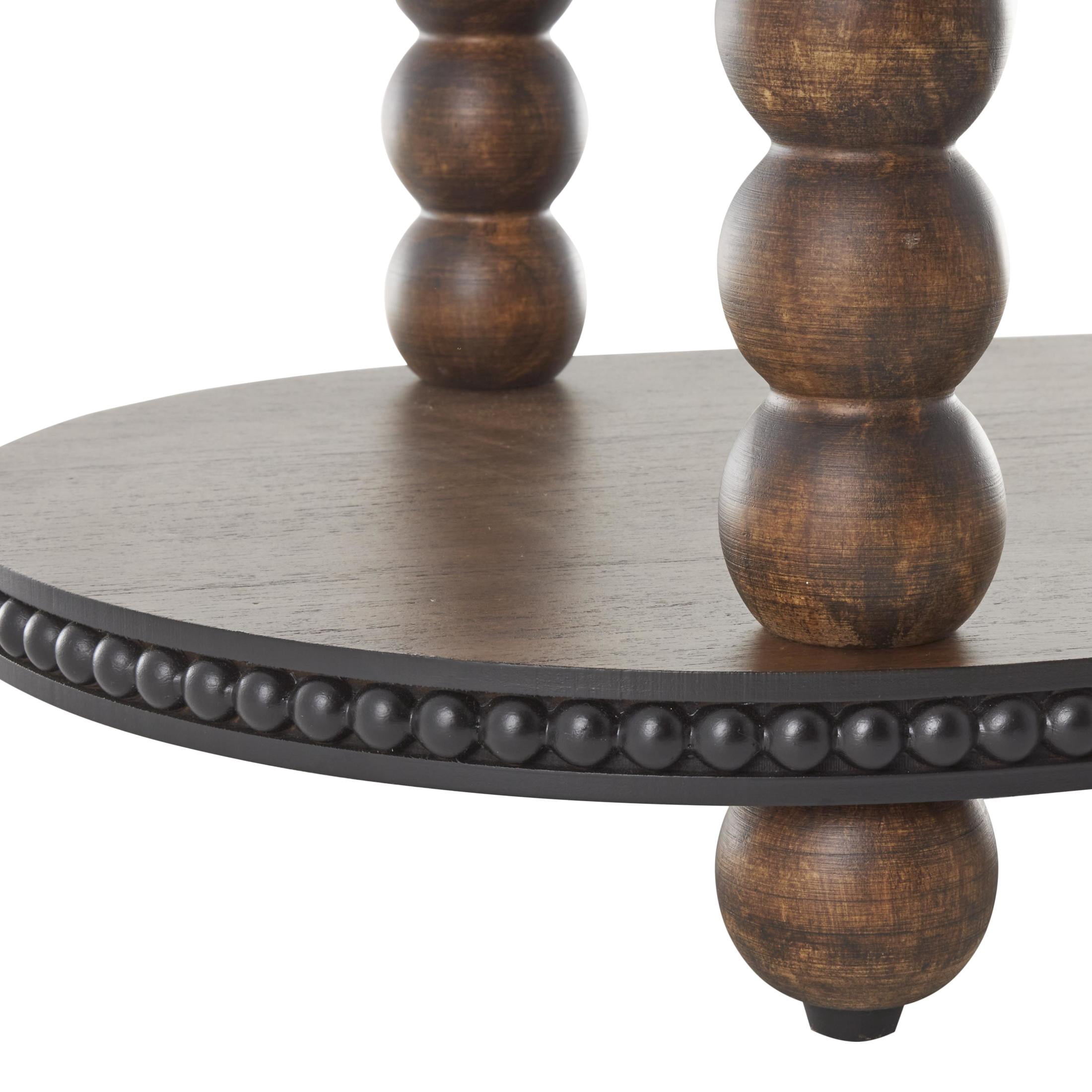 DecMode 47" x 34" Brown Wood Oval Spindle Console Table with Beaded Edges, 1-Piece