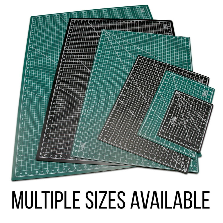 U.S. Art Supply - Pack of 2 - 18 inch x 24 inch Green/Black Professional Self Healing 5-Ply Double Sided Durable Non-Slip PVC Cutting Mat, Size: 18 x