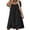 Black, variant on Women's Effortless Everyday Casual Dress – Loose Fit Short Sleeve Solid Color Layered Neck Midi Dress with Ruffle Detail, Knee-Length for Summer, for Beach, Travel & Vacation Outfits