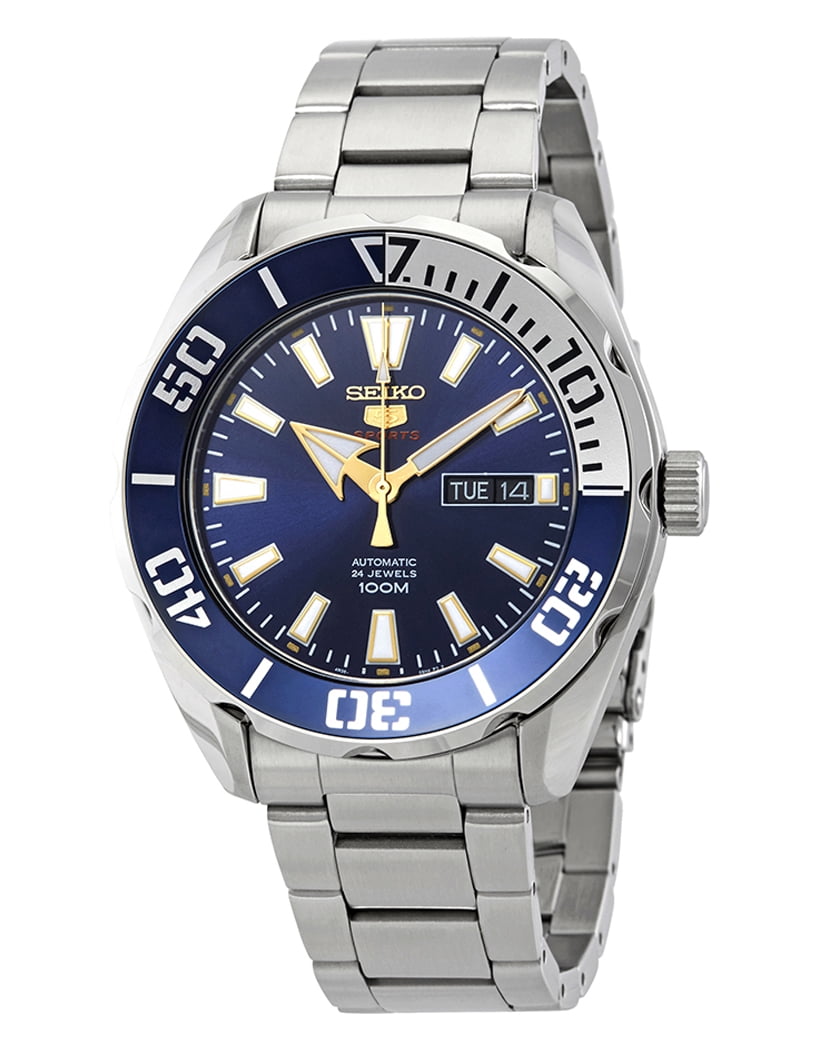 Seiko Seiko 5 Sports Srpc51 Men S Stainless Steel Blue Dial 100m Automatic Watch Walmart Com Walmart Com