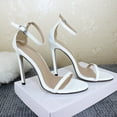 thumbnail image 2 of Anuirheih Ankle Strap Womens Heels, Heels for Women, Open Toe High Heels for Women Wedding Party Shoes for Bride, Summer Heels(White）, 2 of 3
