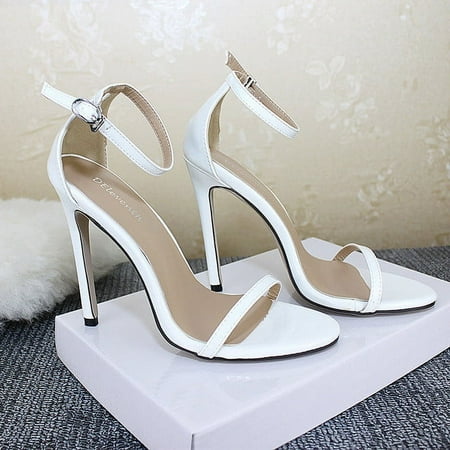 

Jacenvly 2024 New Fashion One-Word Easy to Match Of Sandals Super High Heel Casual Woman S Shoes White Sandals for Women Clearance