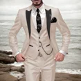 thumbnail image 5 of Traje de lujo para hombre elegante, formal, ajustado, conjunto de 3 piezas, chaqueta, chaleco y pantalón, esmoquin para negocios, traje de boda, 5 of 5
