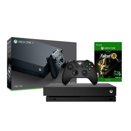 Microsoft Xbox One X Used 1TB Black 4K Ultra HD Console Fallout 76 Bundle