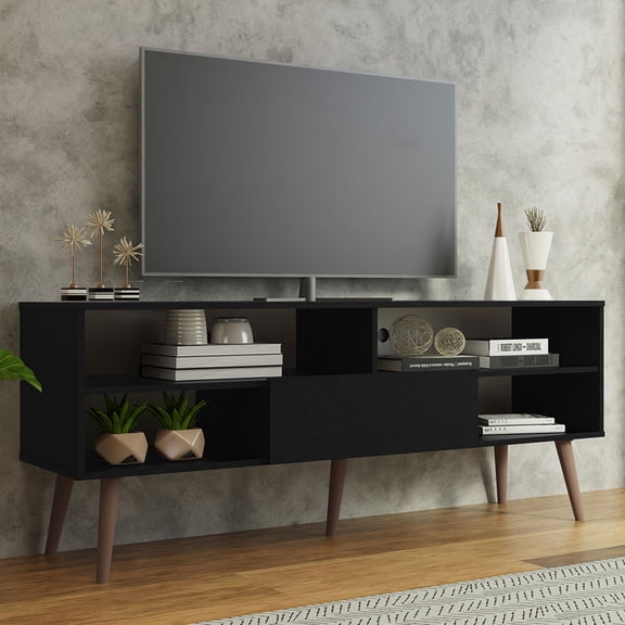 Mueble Mesa Para Tv Rack Madesa con Pies Hasta 65 Negro