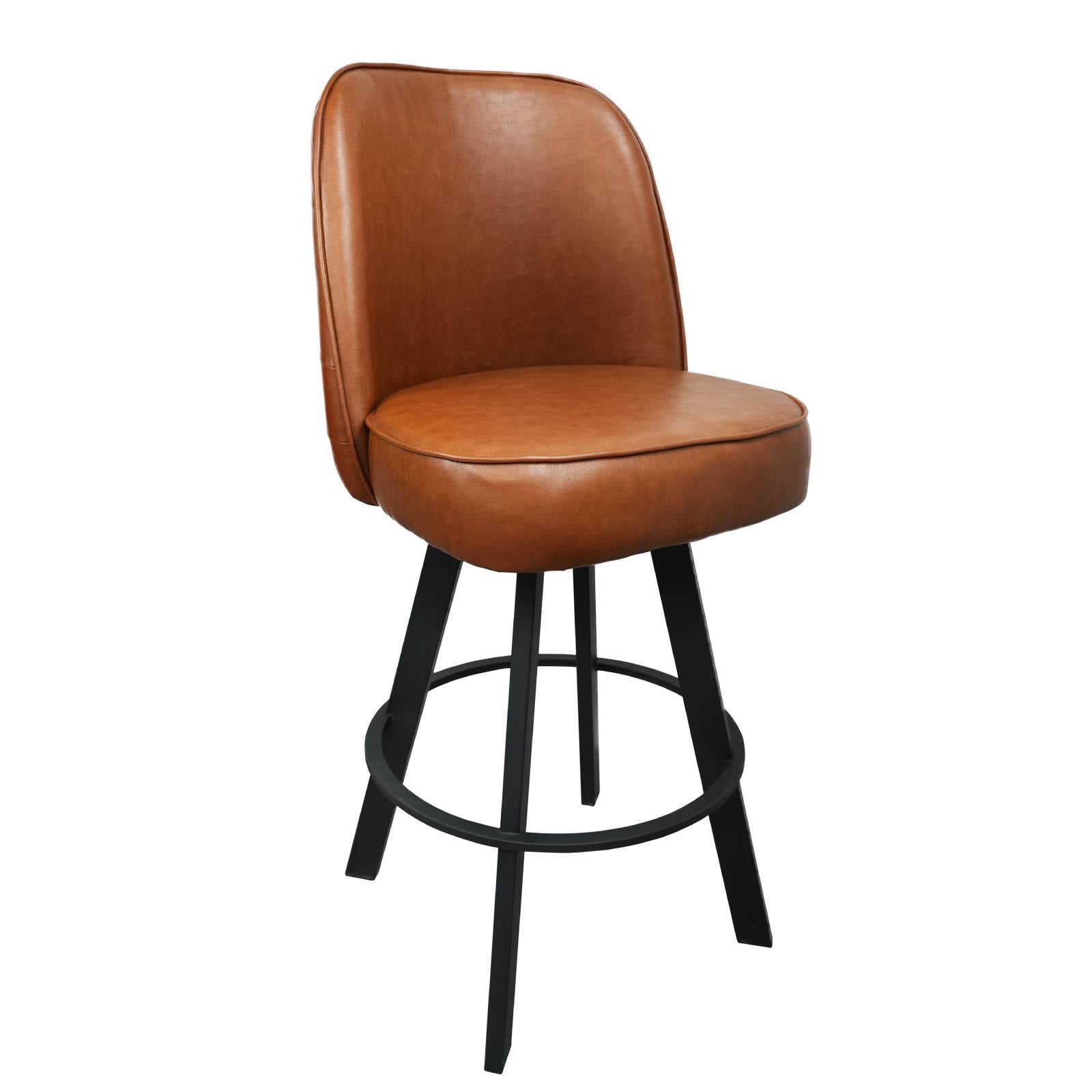 Swivel Bar Stools Set of 2 Counter Height Swivel Bar Stools with Backs, Faux Leather Tufted Barstools for Kitchen Island, Home Bar, Walnut