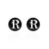 Enamel Initial Letter 'R' .925 Silver Stud Earrings