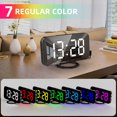 thumbnail image 2 of Digital with Dynamic RGB Dimmable Brightness Adjustable Snooze Function USB Port Mirror 12H24H for Bedroom Home Office Decor Wall Mounted Black, 2 of 7