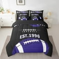 thumbnail image 2 of Erosebridal Rugby Sports Bedding Sets Queen Size,Baltimore Comforter Sets with Sheets,Purple Black Bed in a Bag Queen Size For Teens,Breathable Room Decoration Reversible,7-Piece, 2 of 7