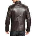 thumbnail image 2 of New Mens Leather Brown Jacket Slim Fit Biker Motorcycle Genuine Leather Coat A552, 2 of 3