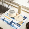 thumbnail image 2 of Yayeee Dish Drying Mat for Kitchen Counter 16" x 18" Microfiber Super Absorbent Coffee Decorative Pad, Orange Hand Drawn Sailboats, 2 of 9