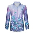 thumbnail image 4 of USSUMA Plus Womens Tops Dressy Casual Womens Floral Button Down Shirts V Neck Casual Long Sleeve Roll Up Loose Blouses Tops Loose Fit Trendy Tunic, 4 of 8