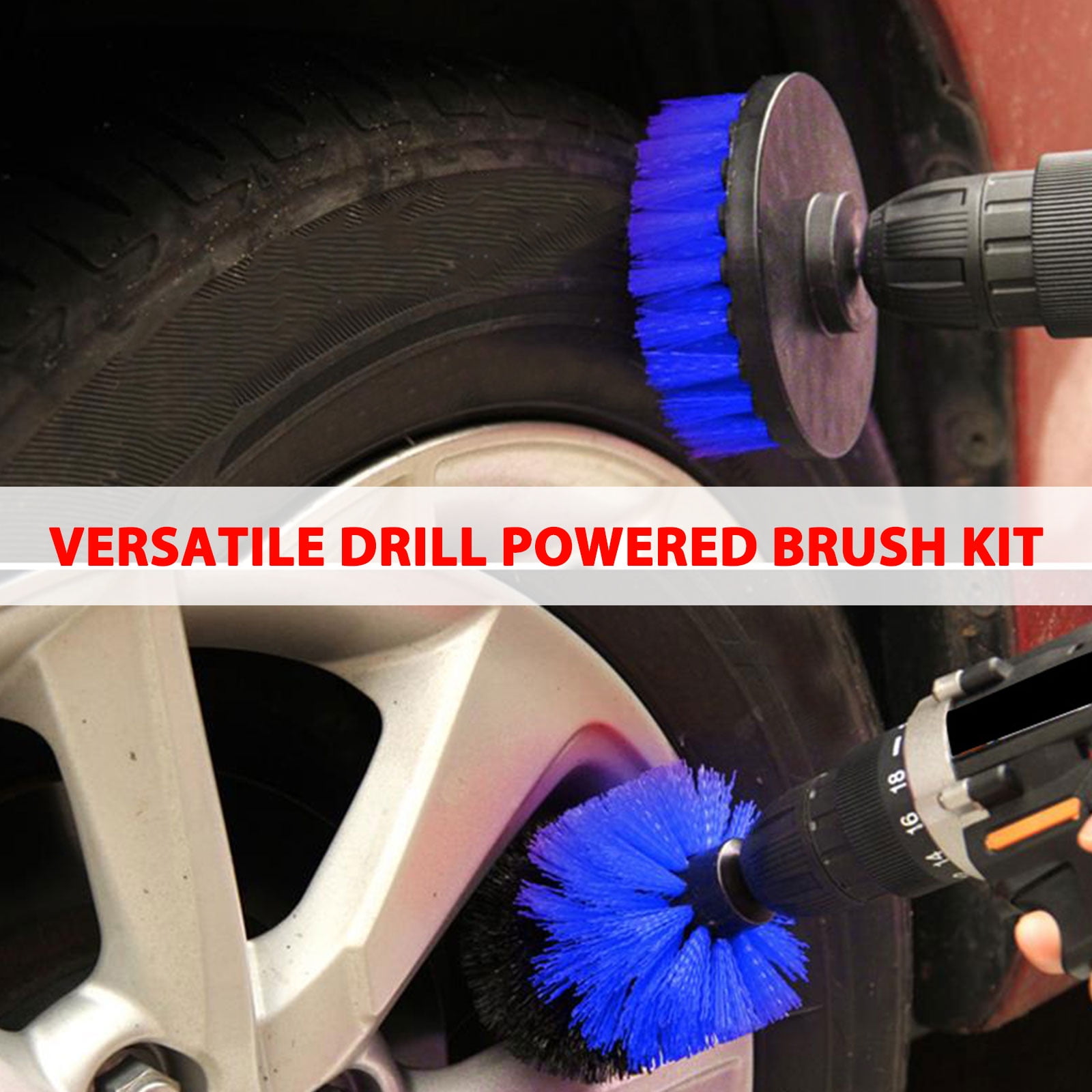 Drill Brush Attachment Set, TSV 3pcs Brush Cleaning Kit, Car