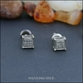 thumbnail image 3 of Dazzling Rock Collection 0.10 CT Round White Diamond Square Stud Earrings for Men in Sterling Silver, 3 of 6