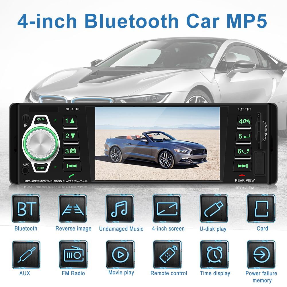 SWM-4018 4" Bluetooth Car Stereo MP5 Player USB AUX FM Radio Head Unit w/ Camera