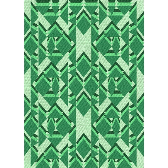 Ahgly Company Indoor Rectangle Patterned Jade Green Area Rugs, 5' x 7'