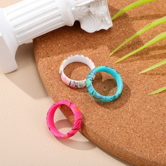 HEANUJJ Set of 3 Assorted Color Silicone Rings for Couples, Comfortable Round Bands for Him and Her