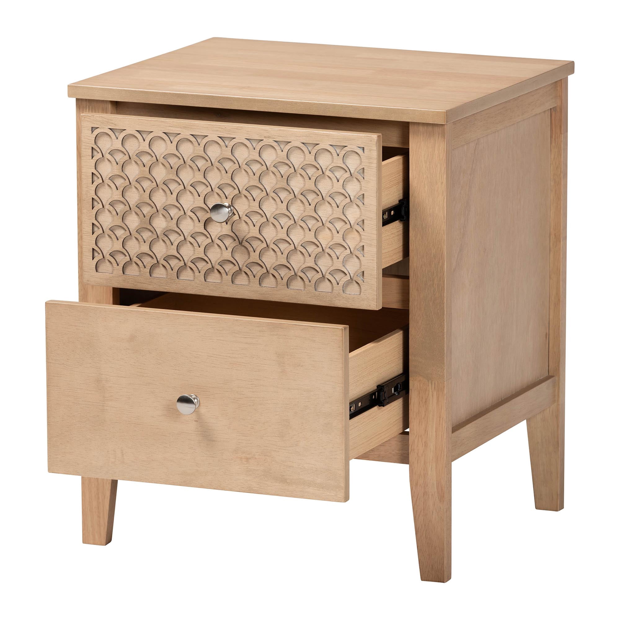 Baxton Studio Lara Modern Nightstand, 2-Drawer, Oak Brown