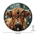 thumbnail image 2 of Highland Cow Wall Clock 10 Inch Silent Non Ticking Round Wooden Clock Decoration for Living Room Kitchen Bedroom Bathroom Office Classroom, 2 of 9