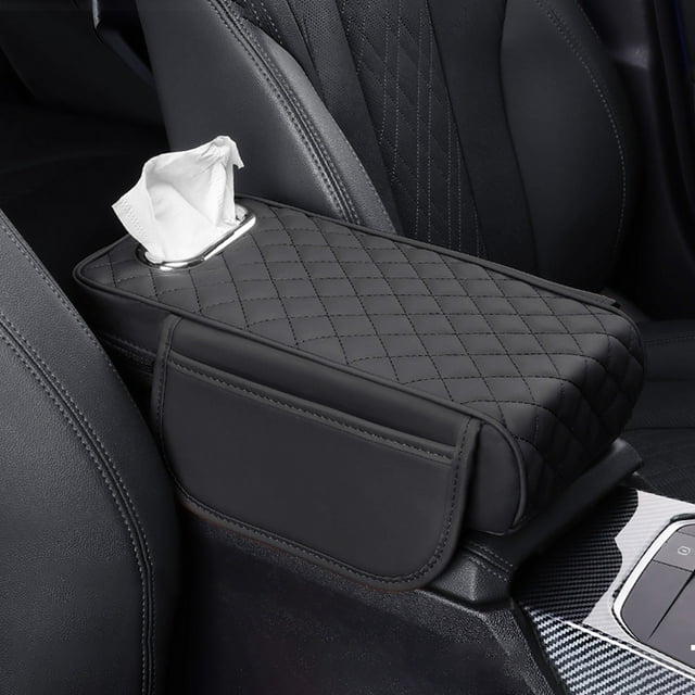 Housse d'Accoudoir de Console Centrale avec Poche et Coussin d'Accoudoir en Tissu pour SUV Camion Berline Véhicule – Coussin Protecteur de Console Centrale