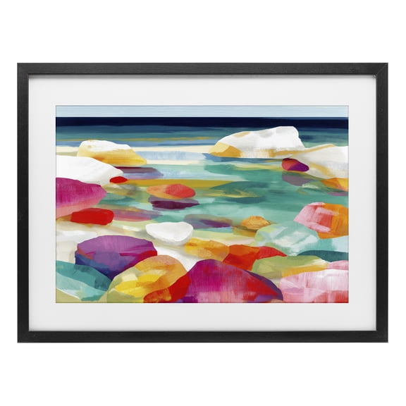 Stupell Industries Vivid Stones By The Shore Black Framed Print Under Glass, design by Chromatic Storm Studio