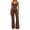 Brown, variant on Telankuip Two Piece Workout Sets for Women Sleeveless V-Neck Racerback Tank Top Matching High Waist Flare Leg Yoga Pants Casual Solid Color Slim Fitted Gym Fitness Running Outfits XL