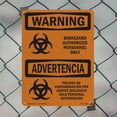 thumbnail image 4 of Biohazard Authorized Personnel Bilingual OSHA WARNING Rigid Plastic Sign 14 Inch x 10 Inch - 5 Pack, 4 of 8