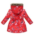 thumbnail image 3 of Mikilon Kids Winter Puffer Jacket Size 8-14 Years Floral Print Jacket Winter Plus Velvet and Thicken Warm Windproof Coat Thermal Outwear Jackets, 3 of 8