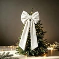 thumbnail image 4 of Linnome Large Velvet Christmas Bow 17.7x33.5in with Long Streamers,Soft Thick Velvet Oversized Bow for Xmas Tree Wreath,Elegant 3 Colors Reusable Holiday Wedding Party Door Decor, 4 of 8
