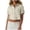 Beige, variant on Womens Button Down Cropped Shirts Long Sleeve Casual Crop Tops Solid Lapel Blouse Shirt with Chest Pocket