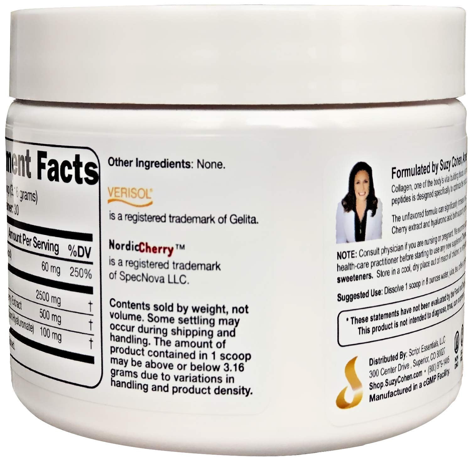 Anti Aging Hydrolyzed Collagen Beauty Protein Powder - Suzy Cohen (3.3 oz)