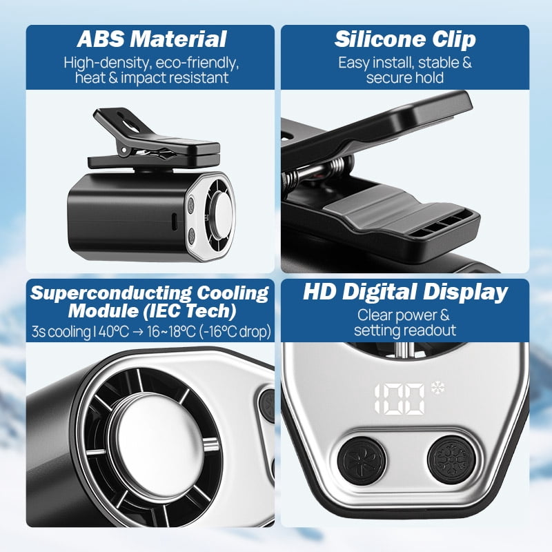 JOYTUTUS Car Cooling Fan,Car Clip On Air Conditioner Fan, 360° Rotatable, Multi-Speed ​​Adjustable, for Car SUV RV (Black)