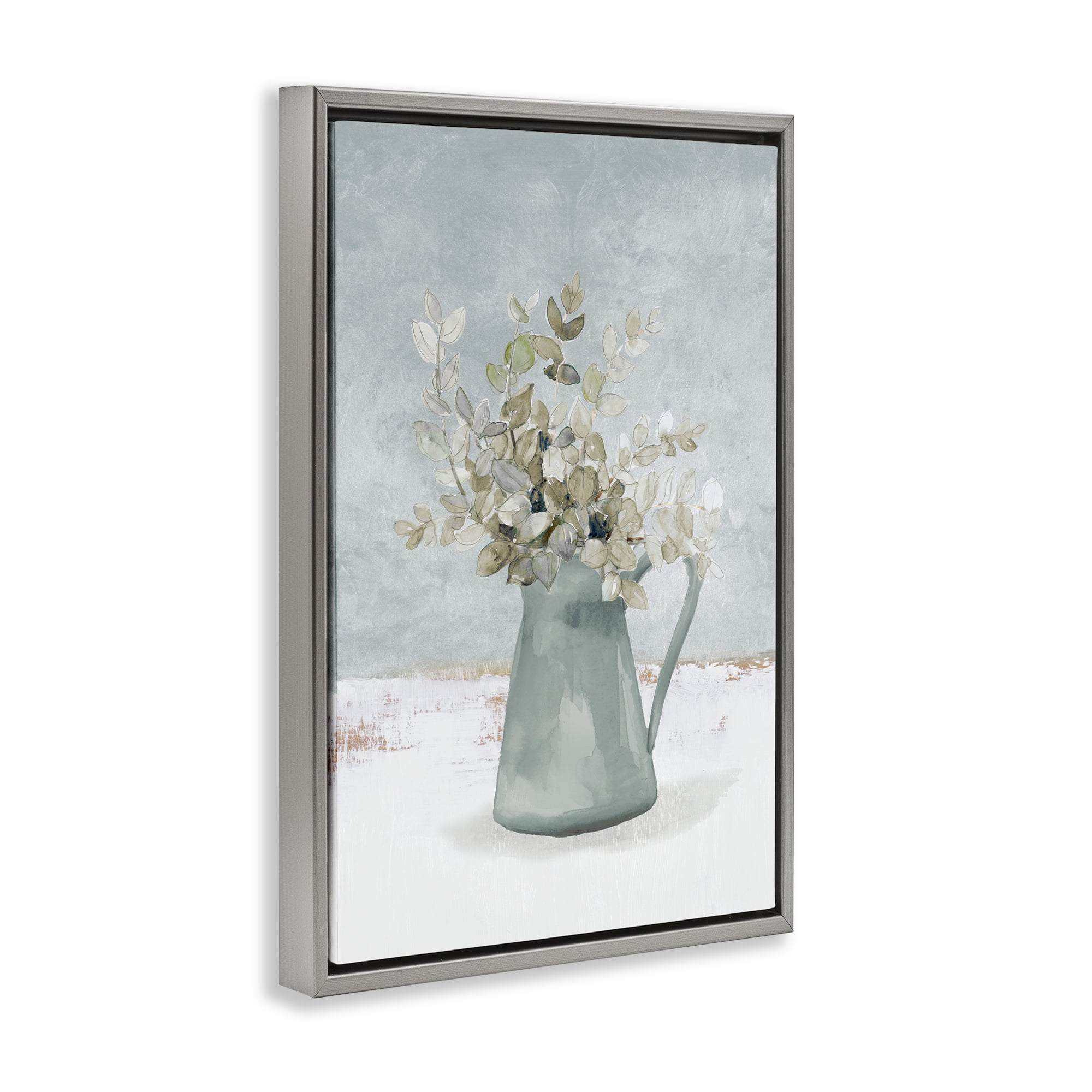 Stupell Industries Blue Botanical Arrangement Gray Framed Floater Canvas Wall Art, design by Lanie Loreth