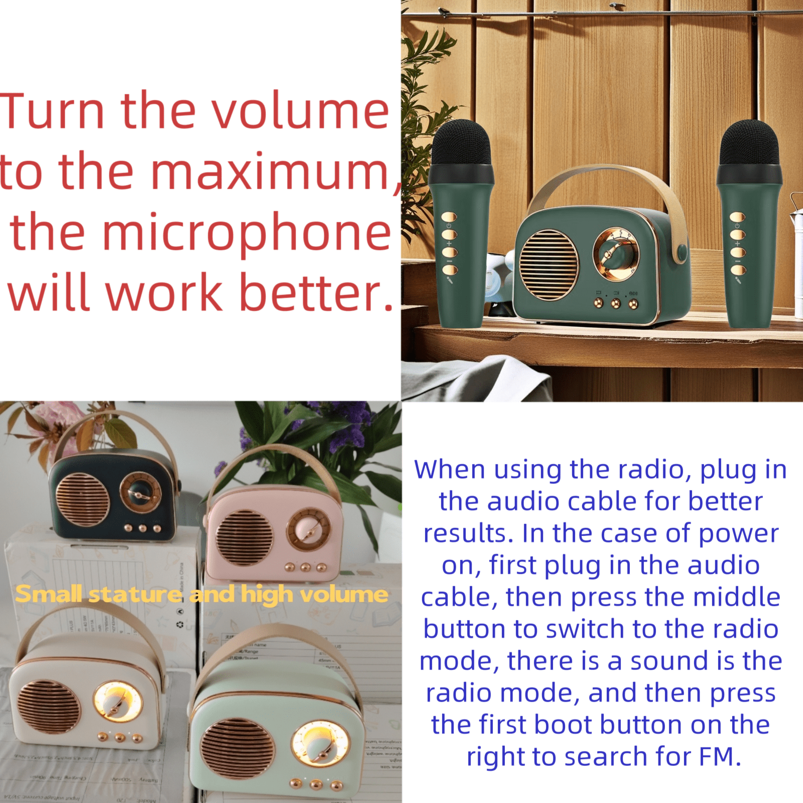 Rucfhh T20 Bluetooth Speaker Portable ,retro bluetooth speaker,bluetooth speaker with fm radio,USB TF Card Support 1 Pack