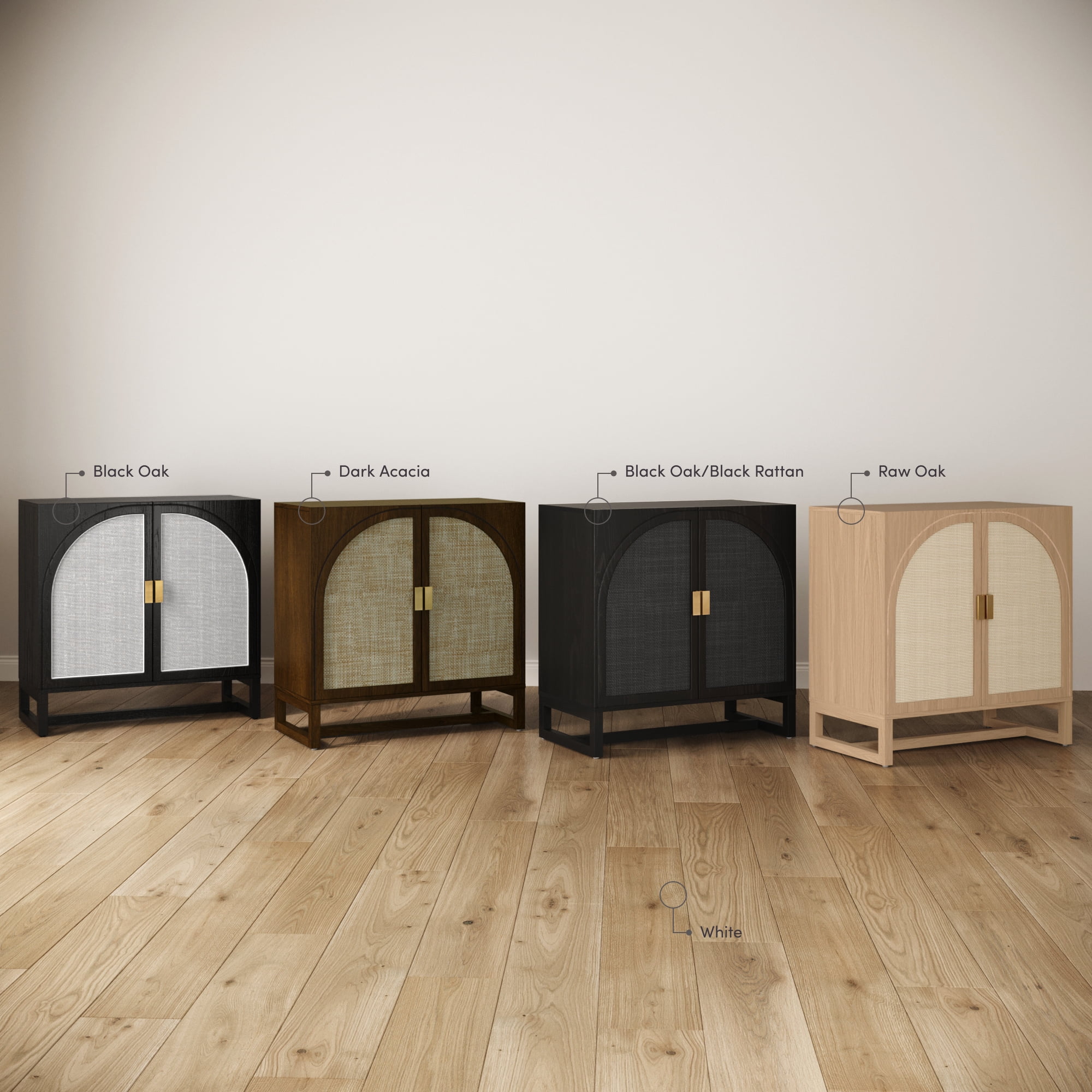Nathan James Paxton Modern 2-Door Rattan Storage Cabinet, Wooden Cabinet with Doors for Living Room or Kitchen, Black Rattan