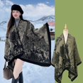 thumbnail image 2 of KuKuzhu Thick Shawl Poncho Open Front Cardigan Ruana Cape Knit Scarves Blanket Oversized Sweaters Winter Cloak, 2 of 7
