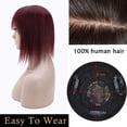 thumbnail image 6 of MY-LADY Clip In Remy Topper Hairpiece With Bangs Human Hair Clip On Toupee Wispy Bangs For Women Middle Part With Hair Loss Thinning Hair #99J Wine red, 6 of 8