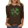 thumbnail image 2 of St. Patrick's Day Graphic T-Shirt for Women Leopard Shamrock Clover Print Crewneck Long Sleeve Loose Fit Soft Casual Holiday Party Clothes, 2 of 7