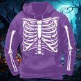 thumbnail image 2 of Tfken Halloween Hoodie For Mens Festival Long Sleeve Skeleton Graphic Fashion Halloween Sweatshirts Soft Loose Comfortable Pullover Tops Warm Winter Fall Outdoor Men Breathable Clothes Purple, 2 of 3