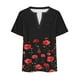 thumbnail image 4 of Camisetas Casuales de las Mujeres Largo Casual Impreso Cuello Redondo Suelto Top, Camiseta de Verano de Manga Corta, 4 of 5