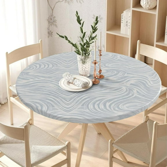 Elastic Round Tablecloth Fitted Washable Fitted Table Cover for Indoor and Outdoor Dining Table Cloth Protector,45"- 54"