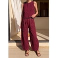 thumbnail image 3 of PRETTYGARDEN Womens 2 Piece Sets Summer Plaid Sleeveless Tops Wide Leg Pants Matching Lounge Set Beach Vacation Outfits, 3 of 10