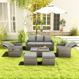 Outsunny 8pc Patio Furniture Set with Sofa Chair Umbrella Hole Brown Walmart
